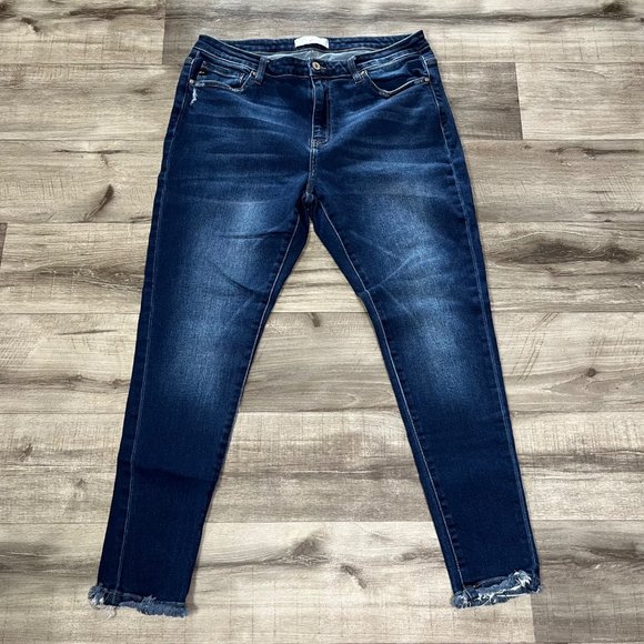 KanCan Jeans Kancan High Rise Ankle Fray Denim Skinny Jeans Blue